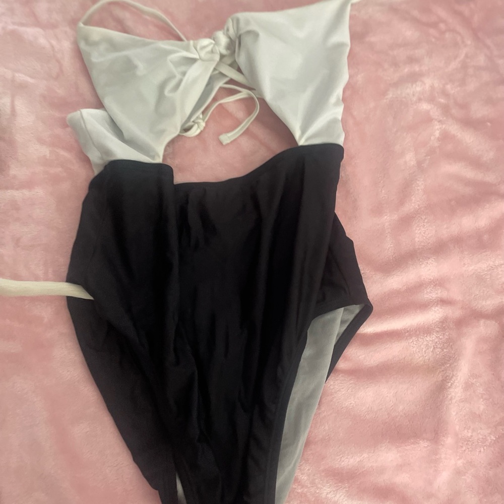 Speedo Black and White Kids One Piece